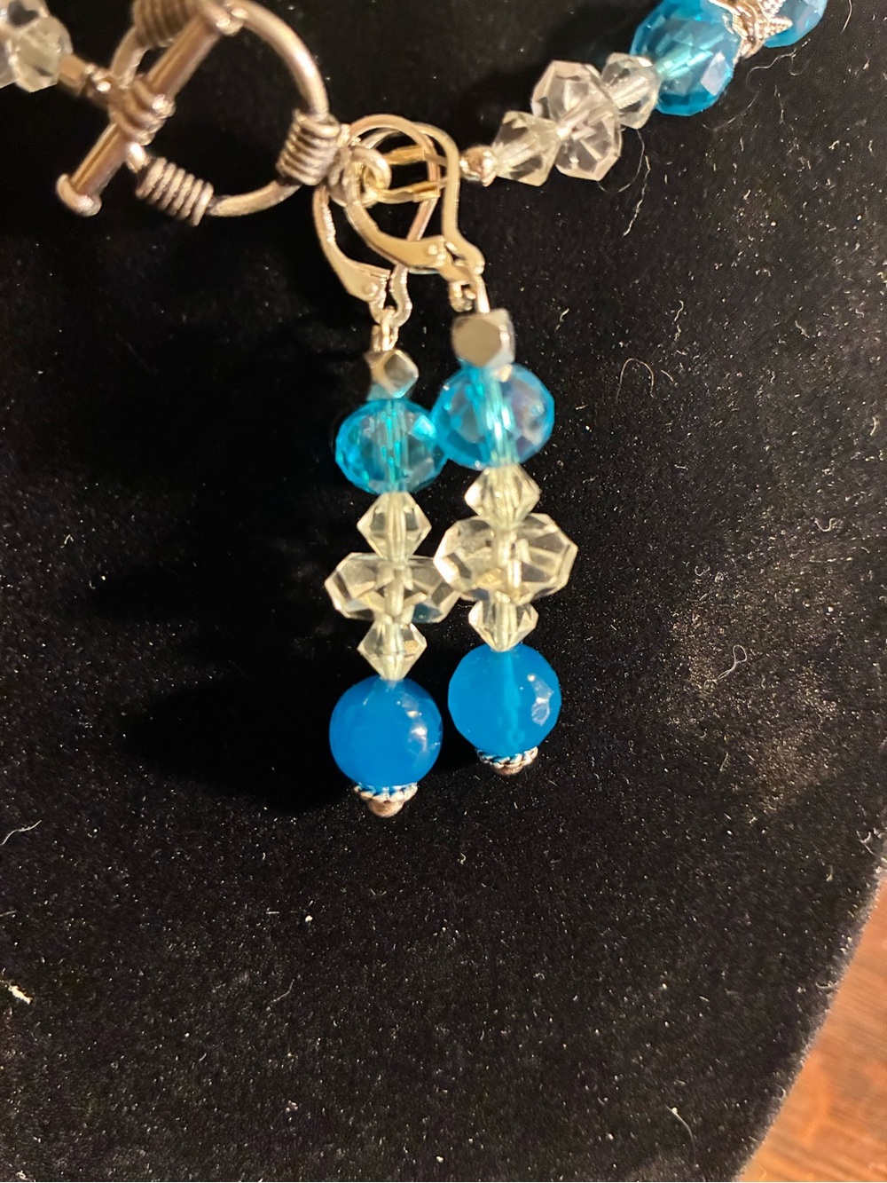 Blue appetite facetted and Crystal on 925 pendant - Picture 2 of 2